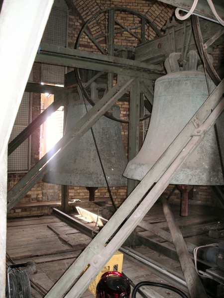 We climbed the tower to see the view of the city - but I couldn't resist the bells!