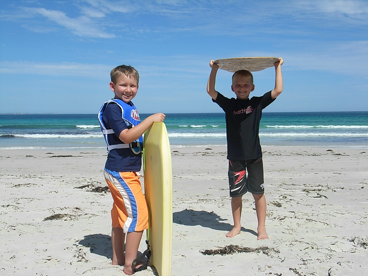 My boys have fun on Vivonne Beach.