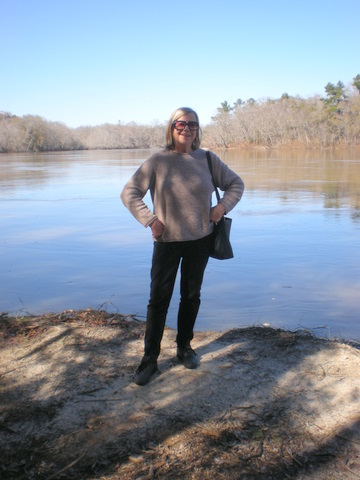 Jane at the end of the Altamaha River pathway in the Altamaha Regional Park