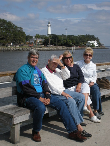 Sunning ourselves on the St. Simons fishing pier - Saturday, October 18, 2008.  First cool day we've had since early spring!