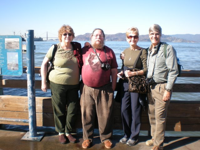 Lynne, Keith, Kathy & Rob at Fisherman's Wharf on Friday.  If it weren't for these four, we wouldn't have had our fabulous San Francisco Sudokufest!!!  (And, of course, we owe EVERYTHING to Gath for giving us the opportunity to become such good friends!)  THANKS EVERYBODY!!!