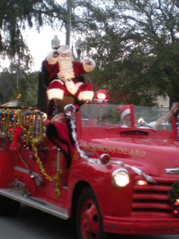 Santa arrives in the village on St. Simons Island!