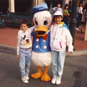 Michael and Jennifer with Donald Duck, Disneyland