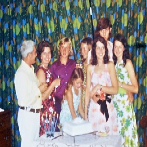 Dad, mum, Keiran, Colleen, Paul, Margie, Kate and Maureen at Kate's 21st birthday party.