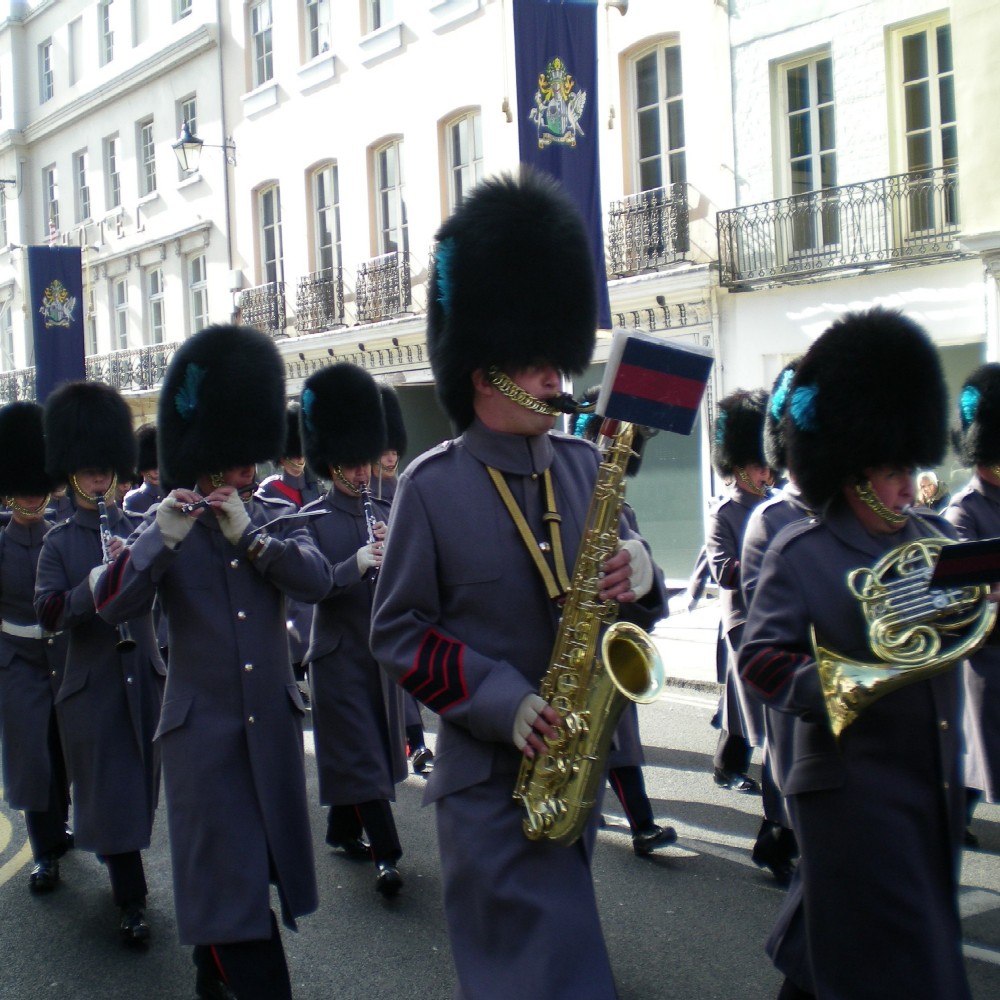 At 11 am the Guards change place when the Queen is in residence,  (She was!)This was taken on Sunday, 30th March, 2008.