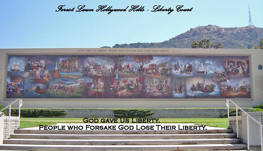 At Forest Lawn Hollywood Hills.  Depictions of events in the founding of America through the Revolution that gave us Liberty.  The inscription above the depiction reminds us that we need to be vigilant if we are to maintain the Liberties that were gifted to us.