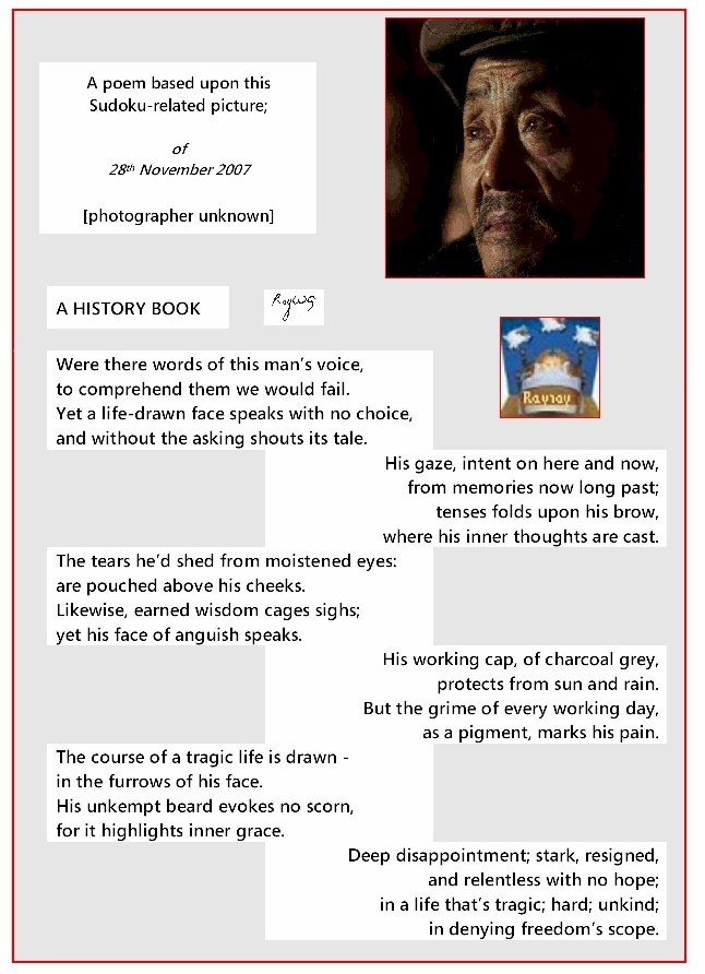 A Rayray, Sudokuland poem; based on the 'easy page', Sudoku-puzzle photograph of 28th November 2007