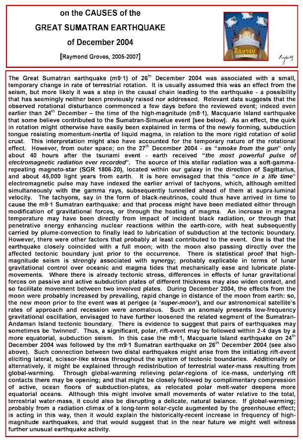 A review of probable causes and triggers that led to the 2004 tsunami earthquake.