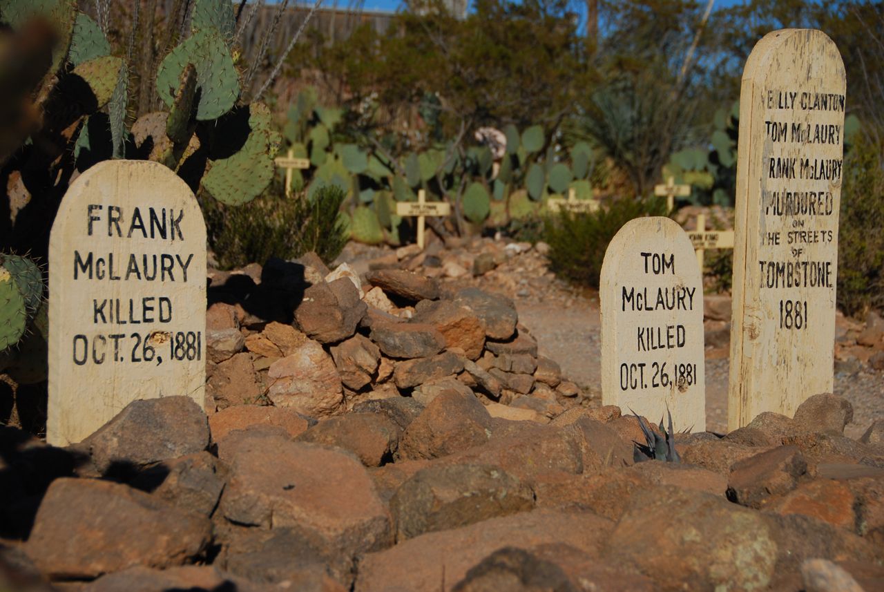 Cowboys, gunslingers, and respectable folk all share the territory here in the famous Boot Hill Cemetery.