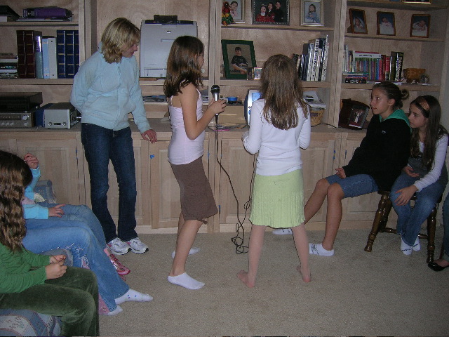 Kids had fun singing karaoke in the living room