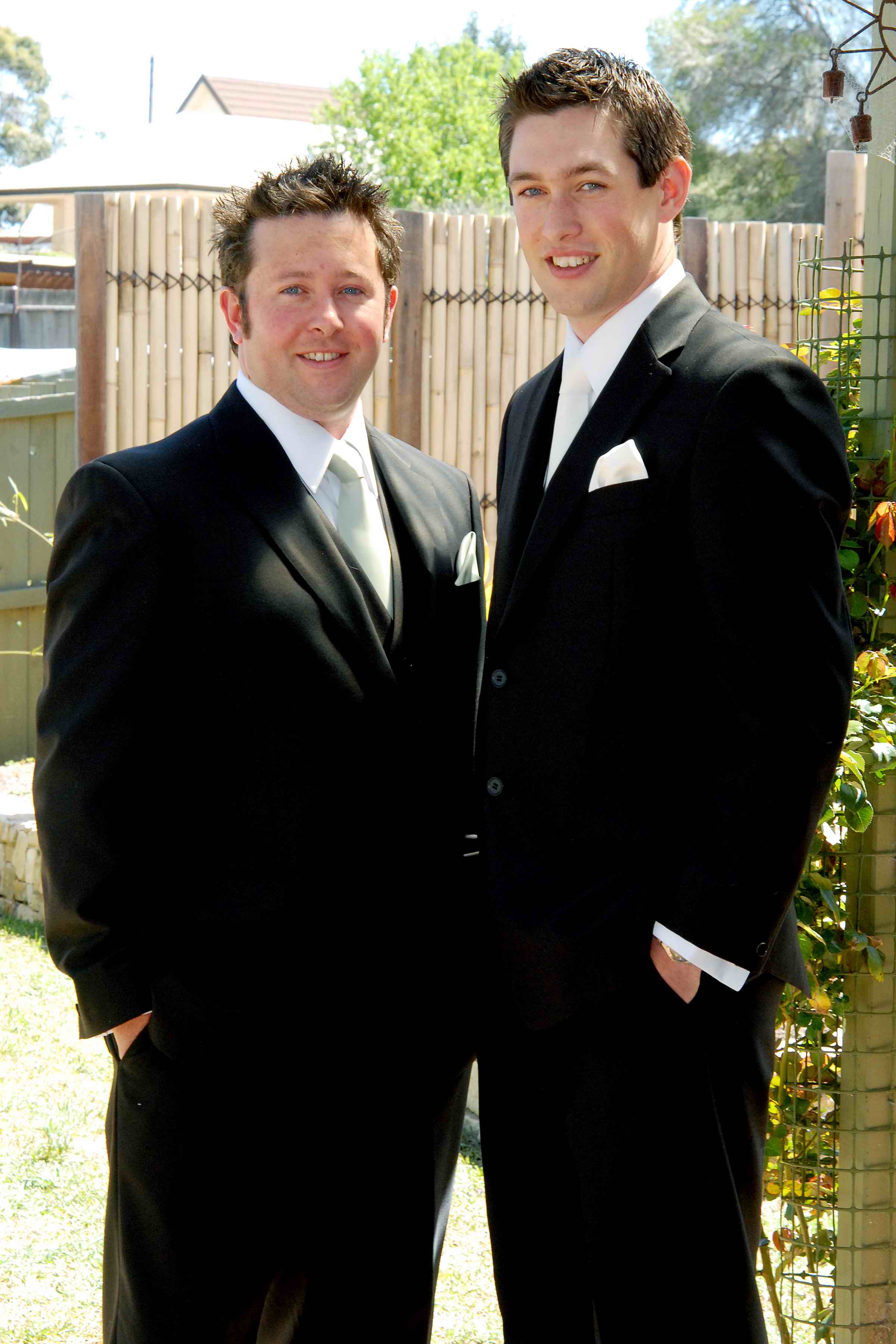 groom on the right, bestman on the left