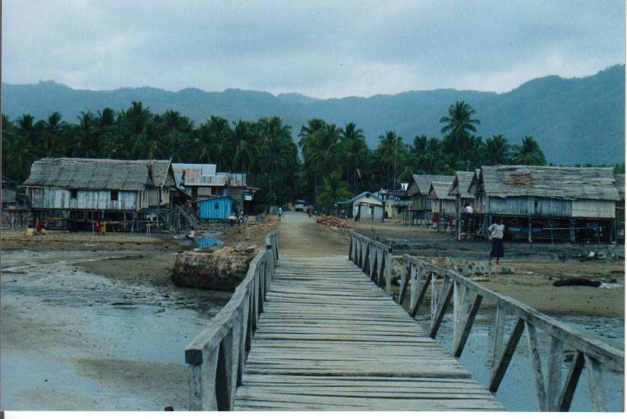 Looking back towards the village from the wobbly jetty.