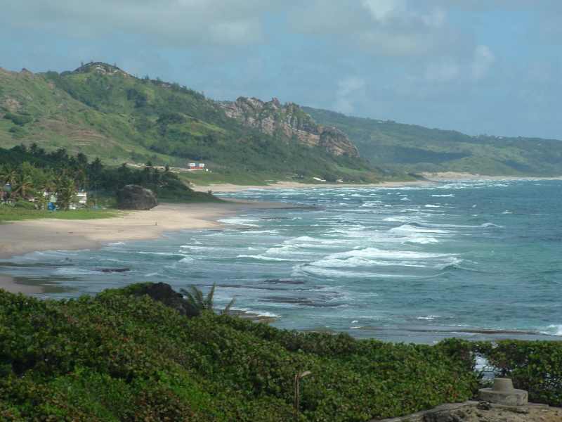 General shot of the east coast overlooking the "Soup Bowl" at Bathsheba.