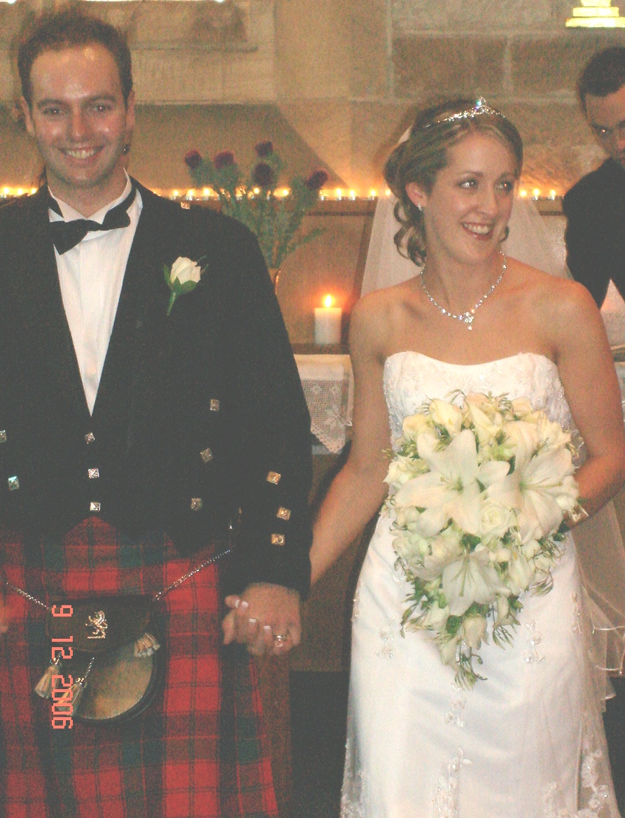 On the wedding of my gorgeous sister Jess and her husband Caine wearing a kilt. 