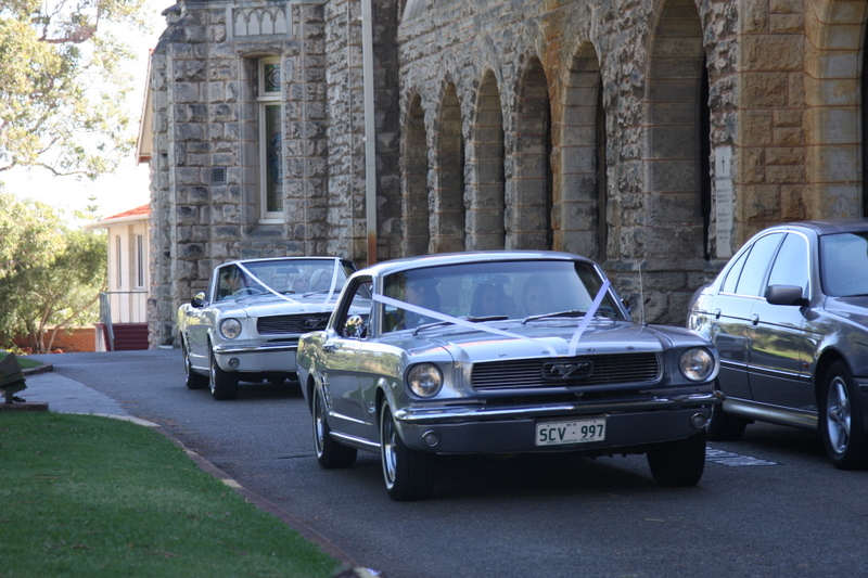 My old Stang in full wedding regalia - think she's enjoying it don't you?