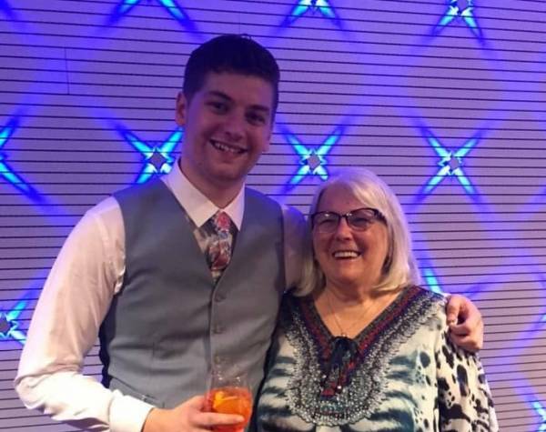 My grandson Lachlan and I at his 21st birthday party.  Love this boy!