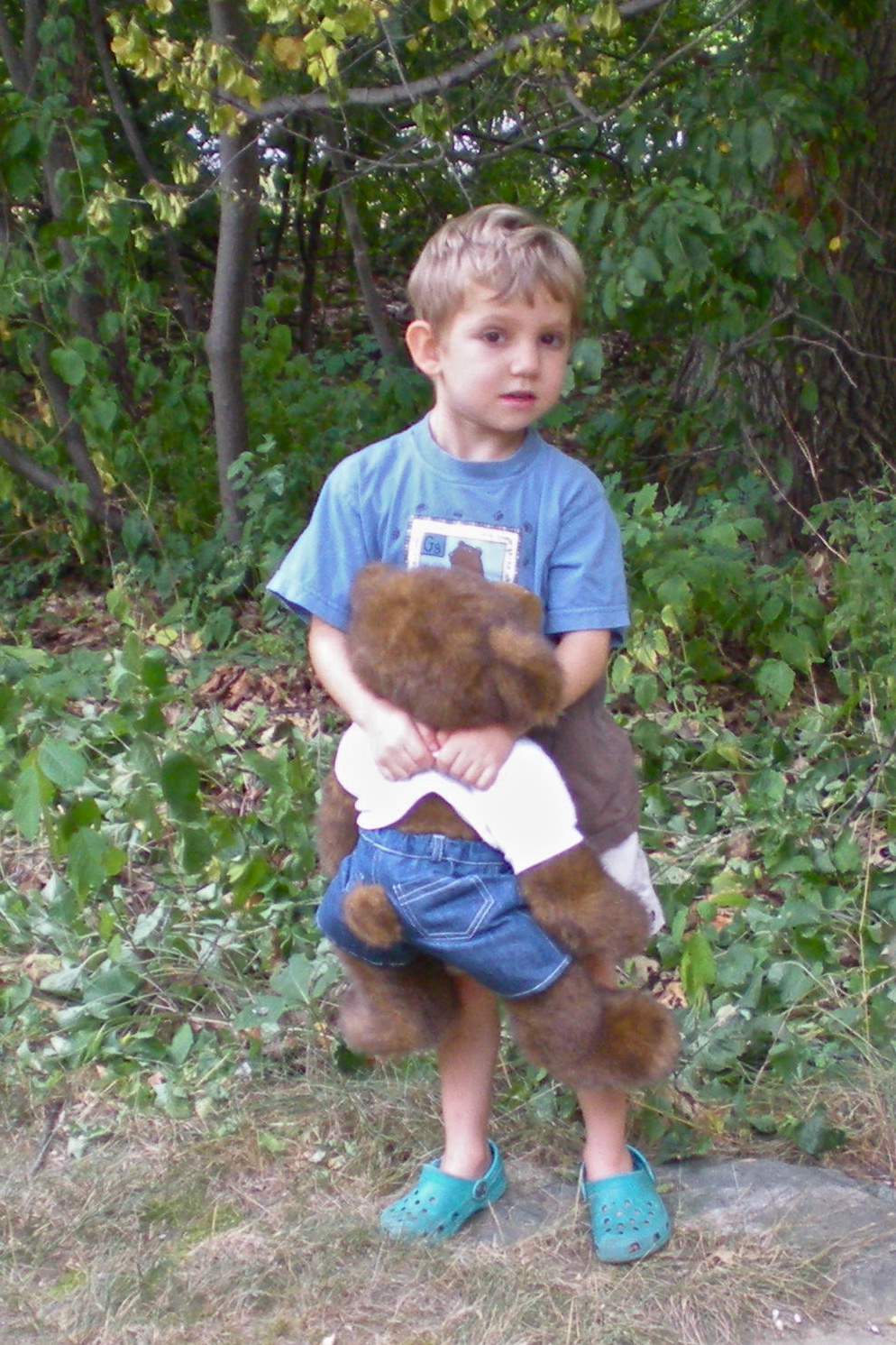 Galen has a new friend, Teddy.