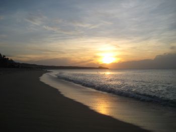 Sunrise from beach outside hotel in Cabo San Lucas, 081908