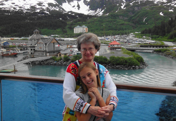 Aboard ship, on our cabin balcony.