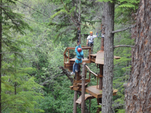 Katelyn was not heavy enough to make it all the way on a couple of the ziplines. She had to be pulled in by the guides.