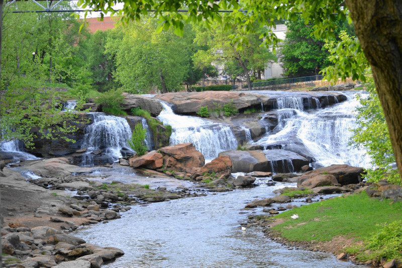 Reedy River Falls Park is located in downtown Greenville.