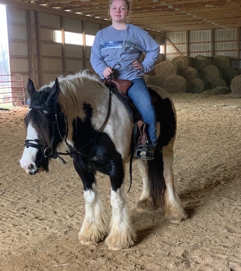 Bell is the 18 year old daughter of my friend, farrier and trainer Anita. She's an excellent horsewoman in her own right who has won many ribbons in national competition. She offered to school Pandora for me for a month or so before I start riding her, since I haven't ridden in years. This picture was taken yesterday, Jan 10th, 2020.