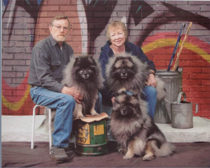 Plum (on the ground) had to be euthanized right after she arrived here, due to advanced cancer. Seal (on Joe's lap) and Green (on Ellen's lap) are very happy living here. Both Plum and Green were/are Anerican and Canadian Grand Champions. Seal has multiple Obedience and Agility titles.