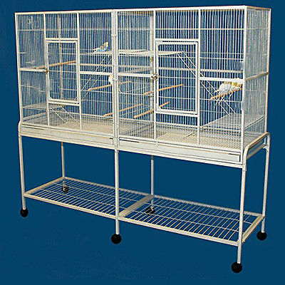 Flight cage for my Bourke's Parakeets. The combined length is over 5 feet long. I will not be using the divider in the middle.