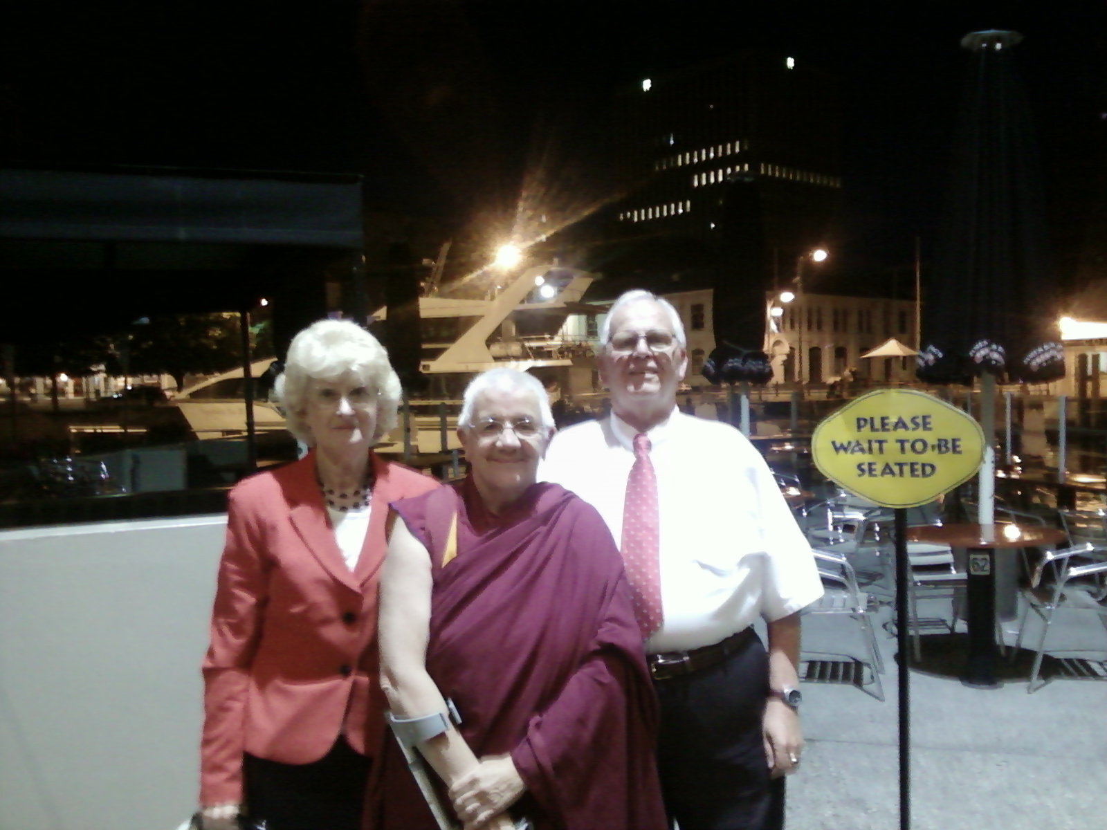 Waiting to be seated at Blue Skies Restaurant on Hobart Waterfront.