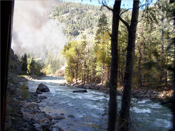 Everywhere I looked was a picture waiting to be taken!  Breathtaking scenery in Colorado. The 'fog' is actually steam from the locomotive chugging up the grade!