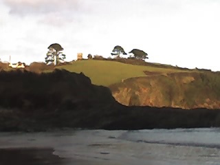 View towards Talland church, Cornwall, England