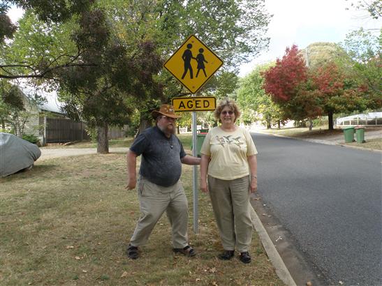 one of Australia's finer road signs.  I struck the pose, Lynne didn't.