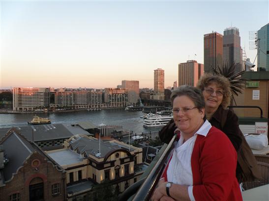 on the roof of our hotel at sunset.