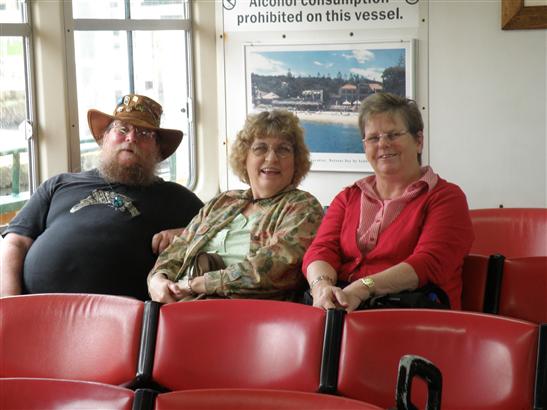 on the ferry boat on the way to the Aquarium.