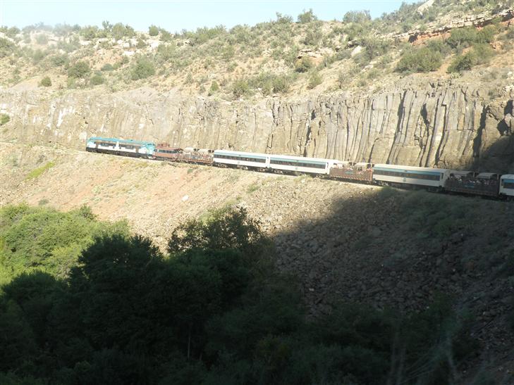 of the front of the train as it moved alongside the Verde Valley.