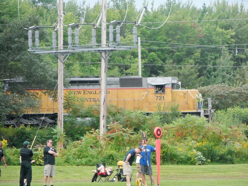 This is a train that stopped on the tracks during Elijah's football game.  I think they stopped to watch the game.  What do you think?