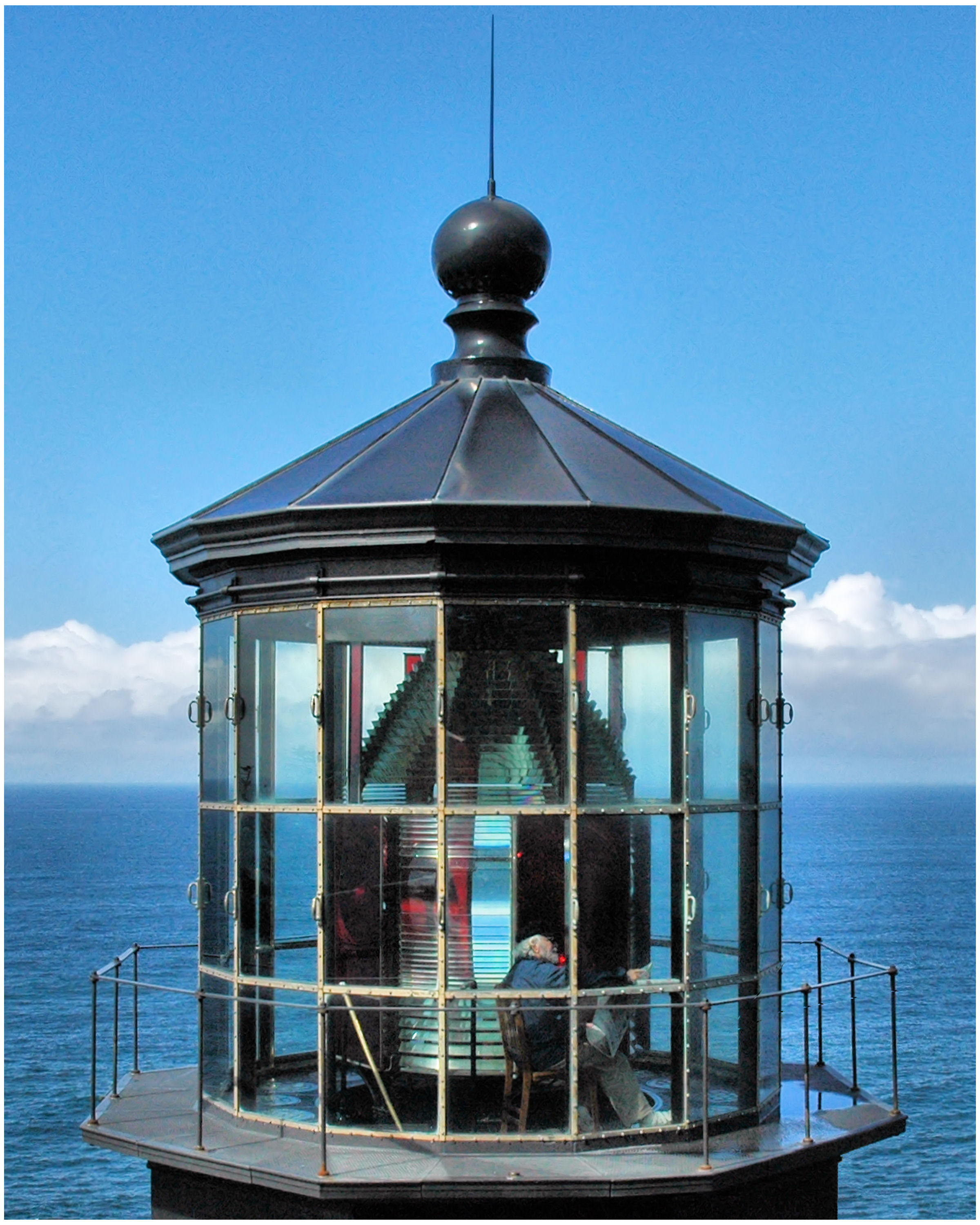 I'm very sorry to say somebody shot up this old lighthouse and destroyed that amazing lens.