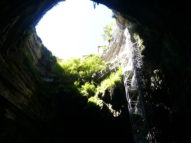 I went down into an underground cave with a river at the bottom. We had a boat ride underground!!