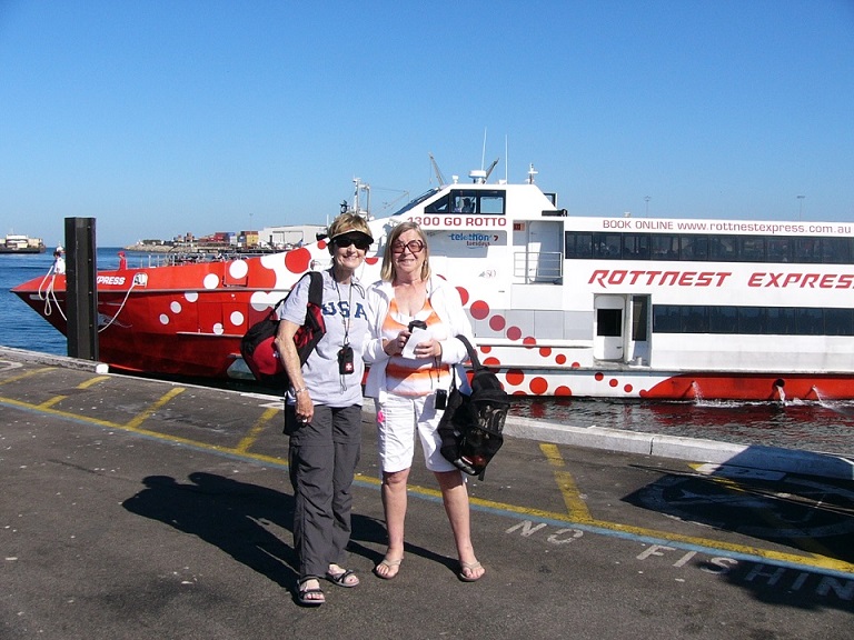 Kathy & Jane about to board the ferry to Rottnest