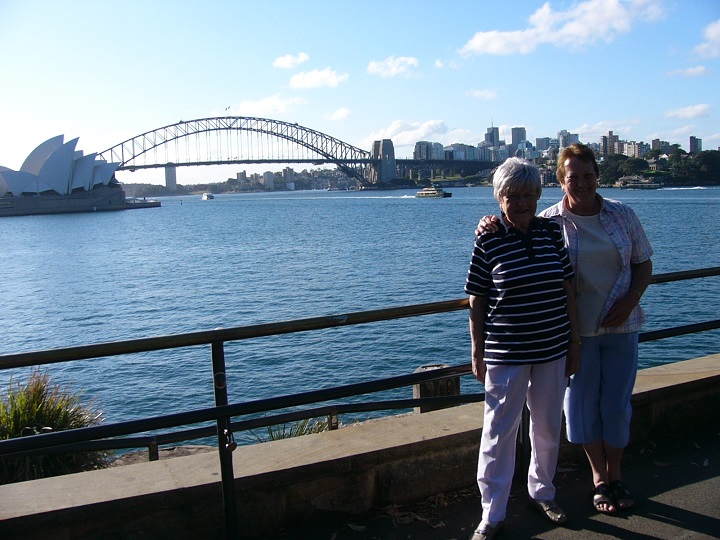 June & I with the Sydney Harbour Bridge and Opera House in the background.