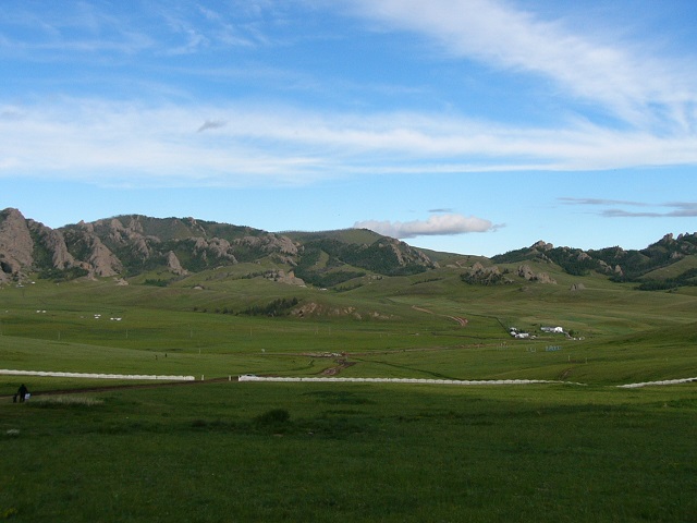 The view from our Ger camp with the sun actually shining.