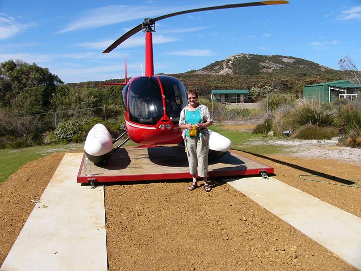 Me about to have a helicopter ride over Middleton Beach, Albany, with Mr CynB. 24th Sept