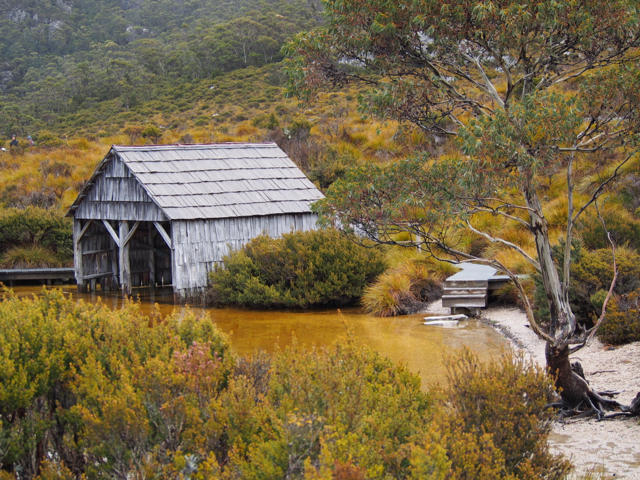 The much photographed boat shed at Dove Lake.