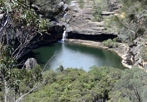 Local swimming hole for daredevils on the Bargo River. Only way in is to jump, then climb up a rope to get out. YouTube it for terrifying vision!