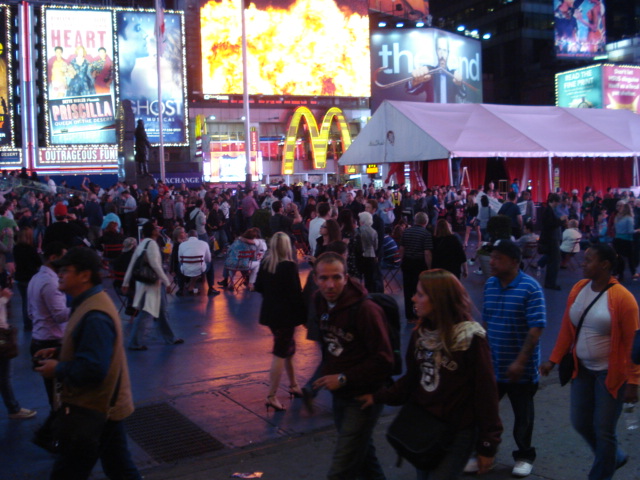 Bedlam in Time Square. Gee, the lengths some people will go to for discounted tickets.