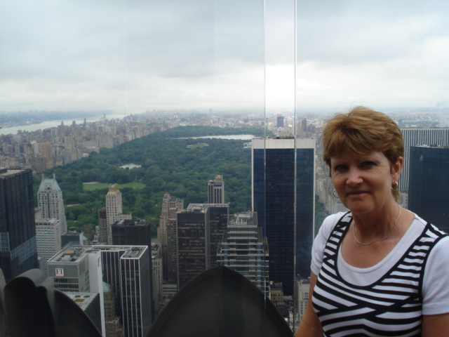 Marg at "The Top Of The Rock" overlooking Central Park.