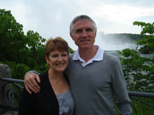 Here we are above Niagara Falls. You can see the edge and the rising mist.