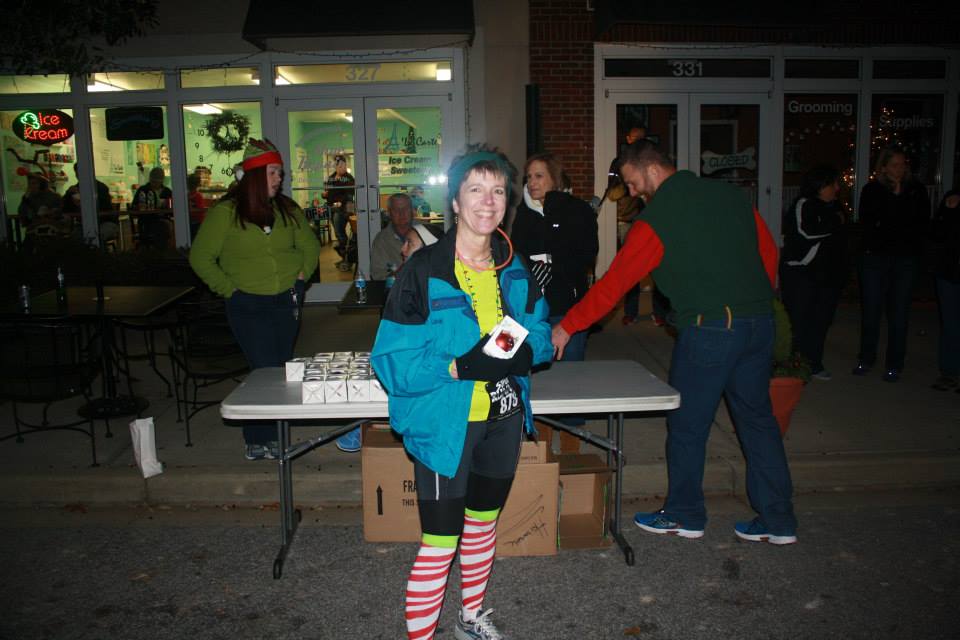 Christmas Lights 5K complete with holiday get-up, placed 3rd in age & gender.