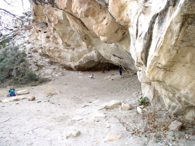 The grandchildren always want to play in the sand at this cave on Split Mountain in Dinosaur National Monument.