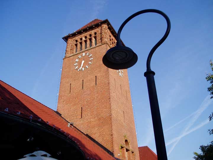 Clock on the Tower of Clara's Restaurant, A renovated Train Depot